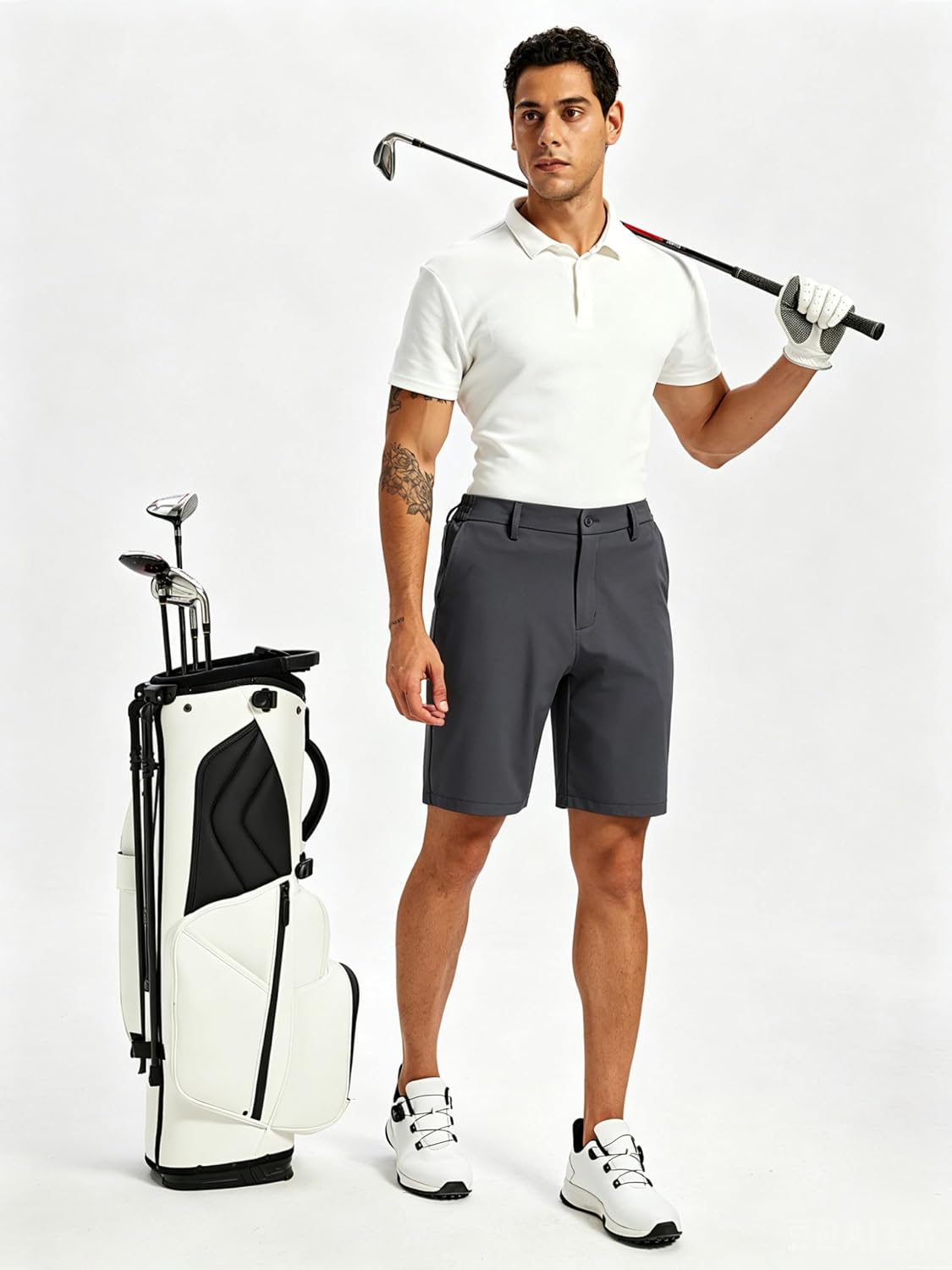 Mens Golf Dress Shorts 9" Stretch Casual Work Flat Front Shorts for Men with 4 Pockets Quick Dry Lightweight
