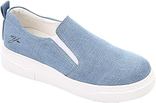 mr.joe Women Leather Lace Up Closure Sneakers - Blue Jeans