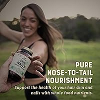 Vista 9 de HEART & SOIL Suplemento de apoyo para piel, cabello y uñas de 3000 mg con hígado de res alimentado con hierba, médula ósea, cartílago, biotina