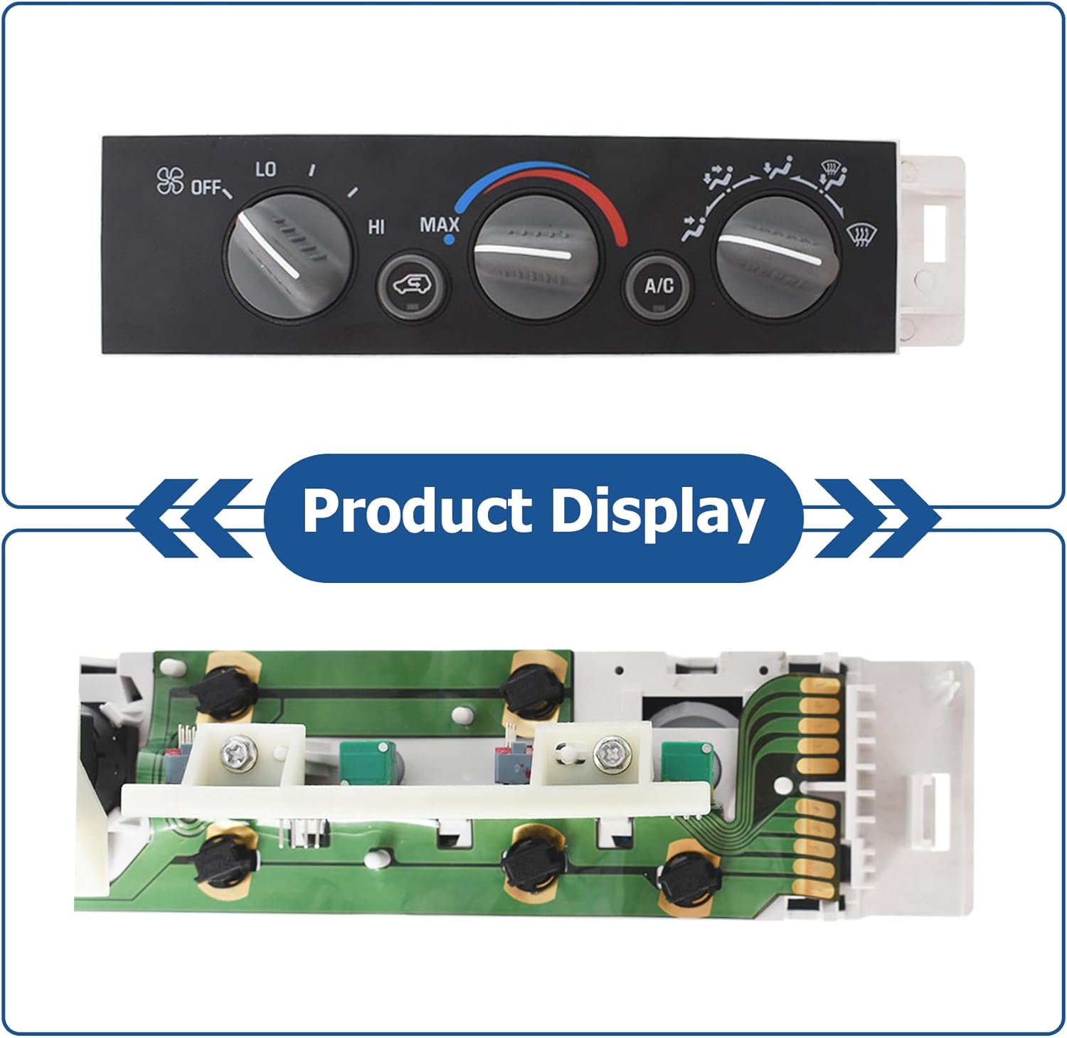 A/C Heater Control Panel w/o Rear Window Defogger Replacement for K1500 K2500 K3500 C1500 C2500 C3500 Pickup Silverado Suburban 1996-2000 9378815 09378815