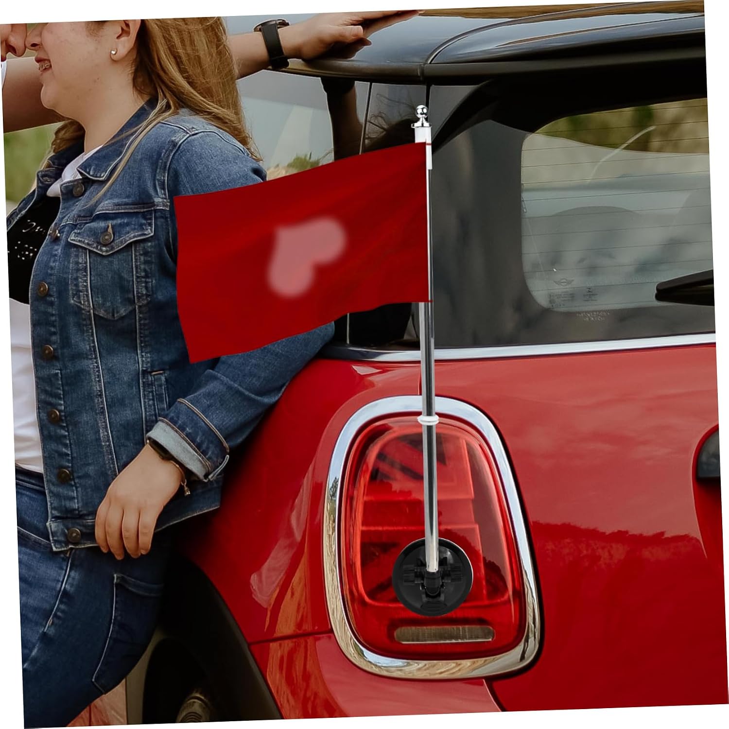 INOOMP Sucker Display Mounts Flagpole Red with Cup SUV Boat Multifunctional for Fixing Universal Bracket Vehicle Outdoor Receivers Car Mounted Pole Stand Pickup Truck Mount Holder Flag