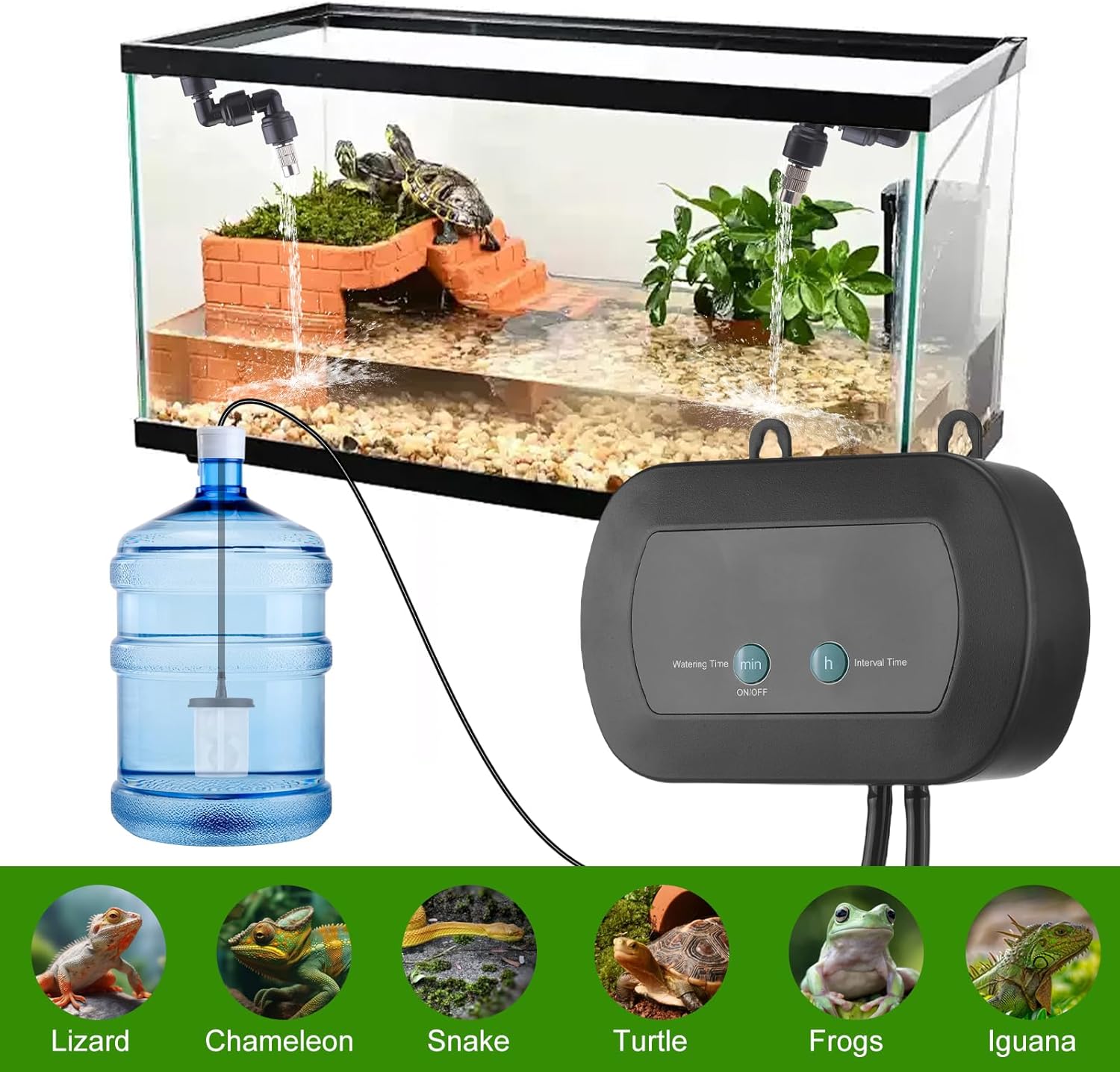 Reptile Humidifiers Smart Misting System, Automatic Reptile Humidifier 360 Degree Rotating Nozzle for Chameleons Snakes Frogs Turtles, Smart Spray Control