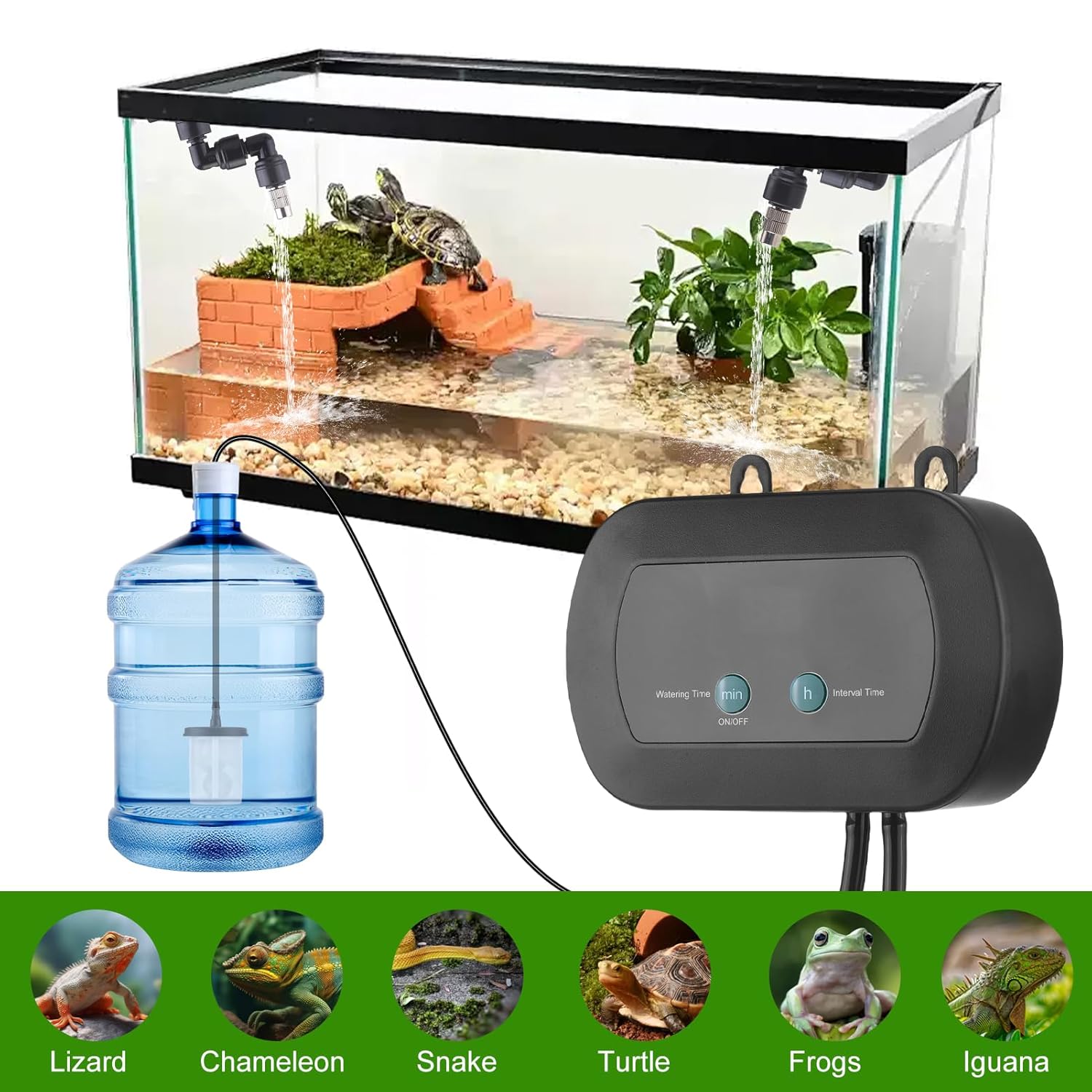 Dpofirs Smart Automatic Misting System with Timer, 360 Degree Rotating Nozzles for Reptile Terrariums, Plant Humidifier for Chameleons, Frogs, Snakes, Turtles
