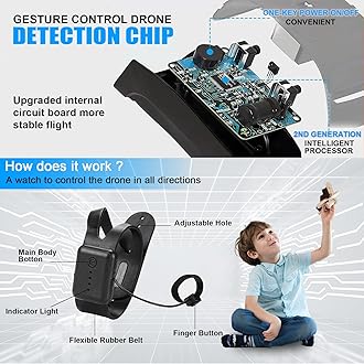 2024 Upgraded Hand Controlled Drone for Kids Small Rc Quadcopter Drone Aircraft With Smart Watch Controlled, Cool LED Remote Control Drone 360° Flips, 3 Modes, 2 Larger Capacity Batteries