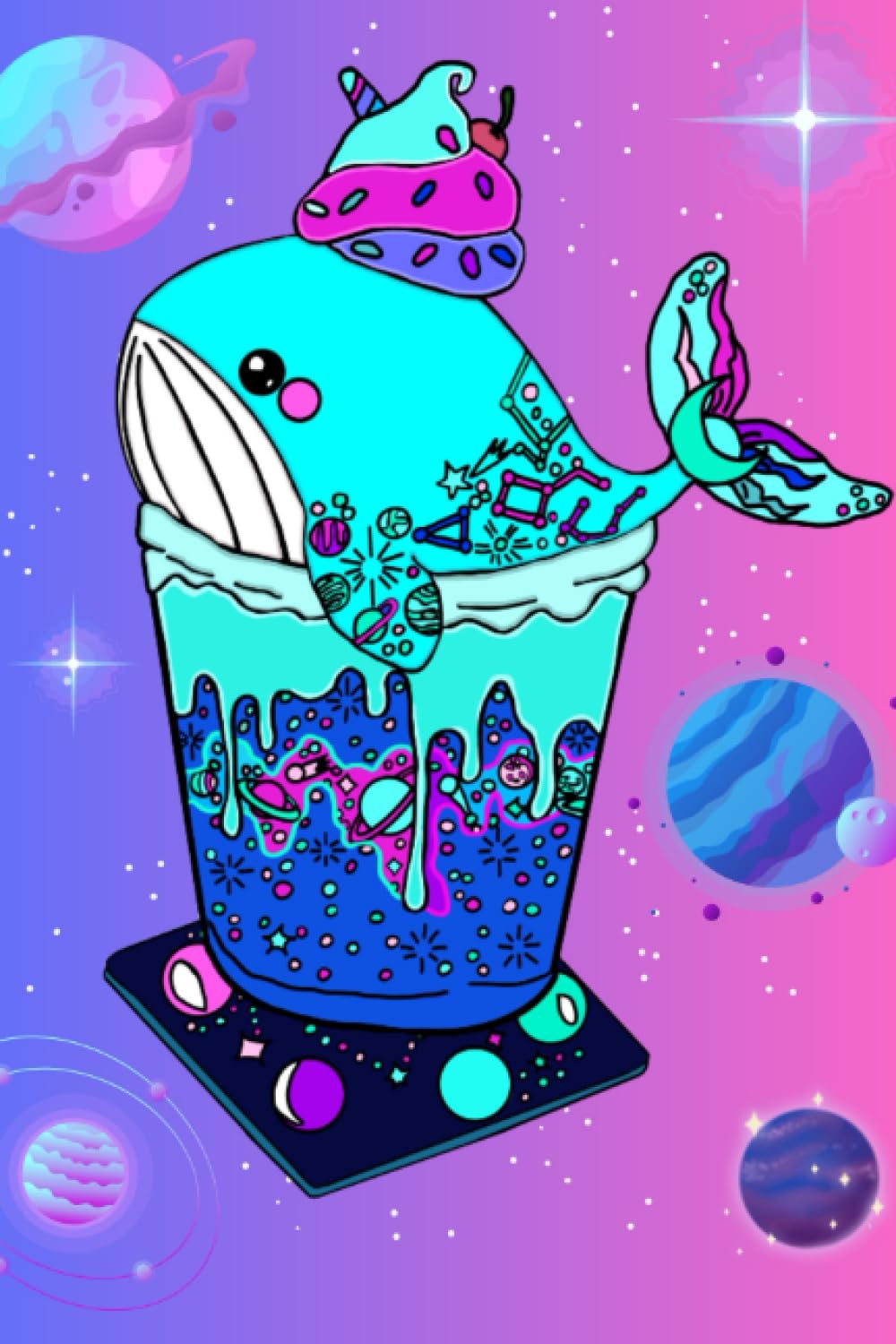 Galaxy Frappe Whale: Aqua Whale (purple/pink)