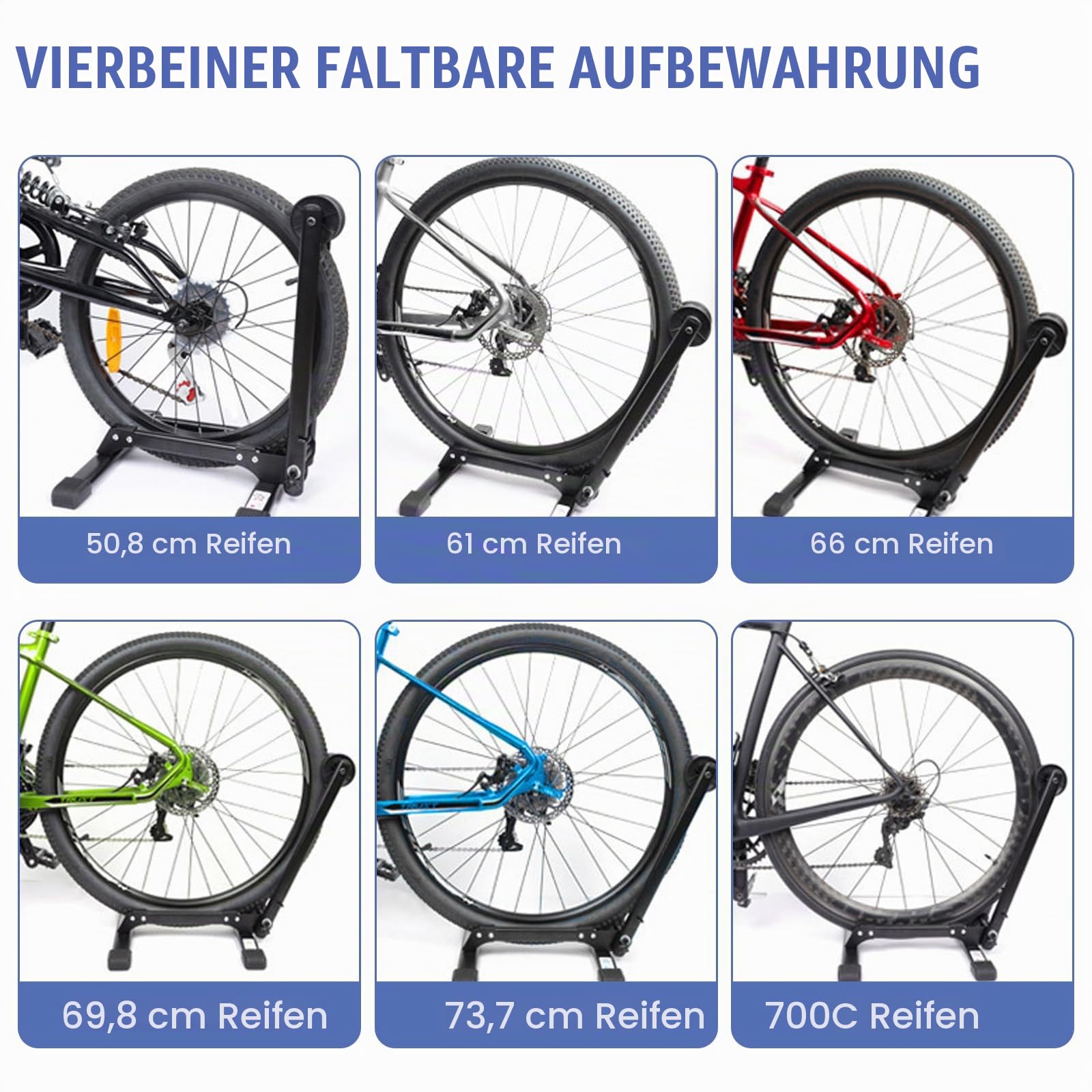 Fahrradständer - Klappbarer Fahrrad Ständer Aluminium, Bodenständer für 20-29 Zoll Räder, Ideal für Rennräder & Mountainbikes, Indoor & Outdoor Parken
