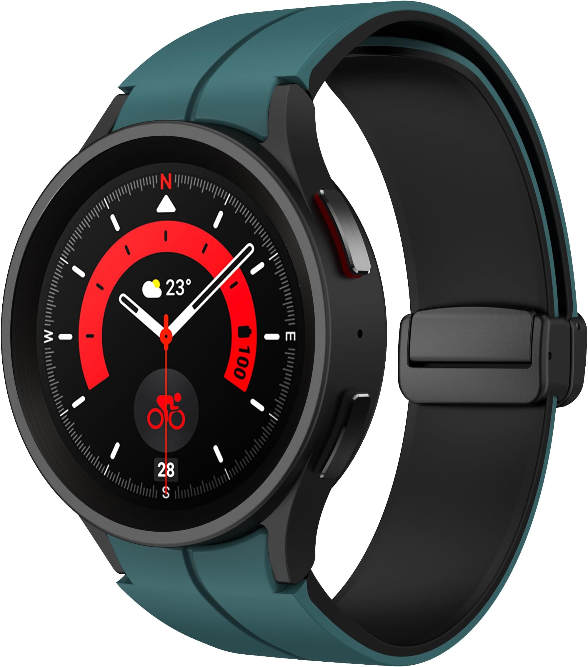 Dado Silicone Double Color Strap With Magnetic folding Buckle Compatible with Samsung Galaxy Watch 6 Classic 47/43mm | 5 Pro 45mm | 4 Classic 46/42mm | Watch 6/5/4 44/40mm