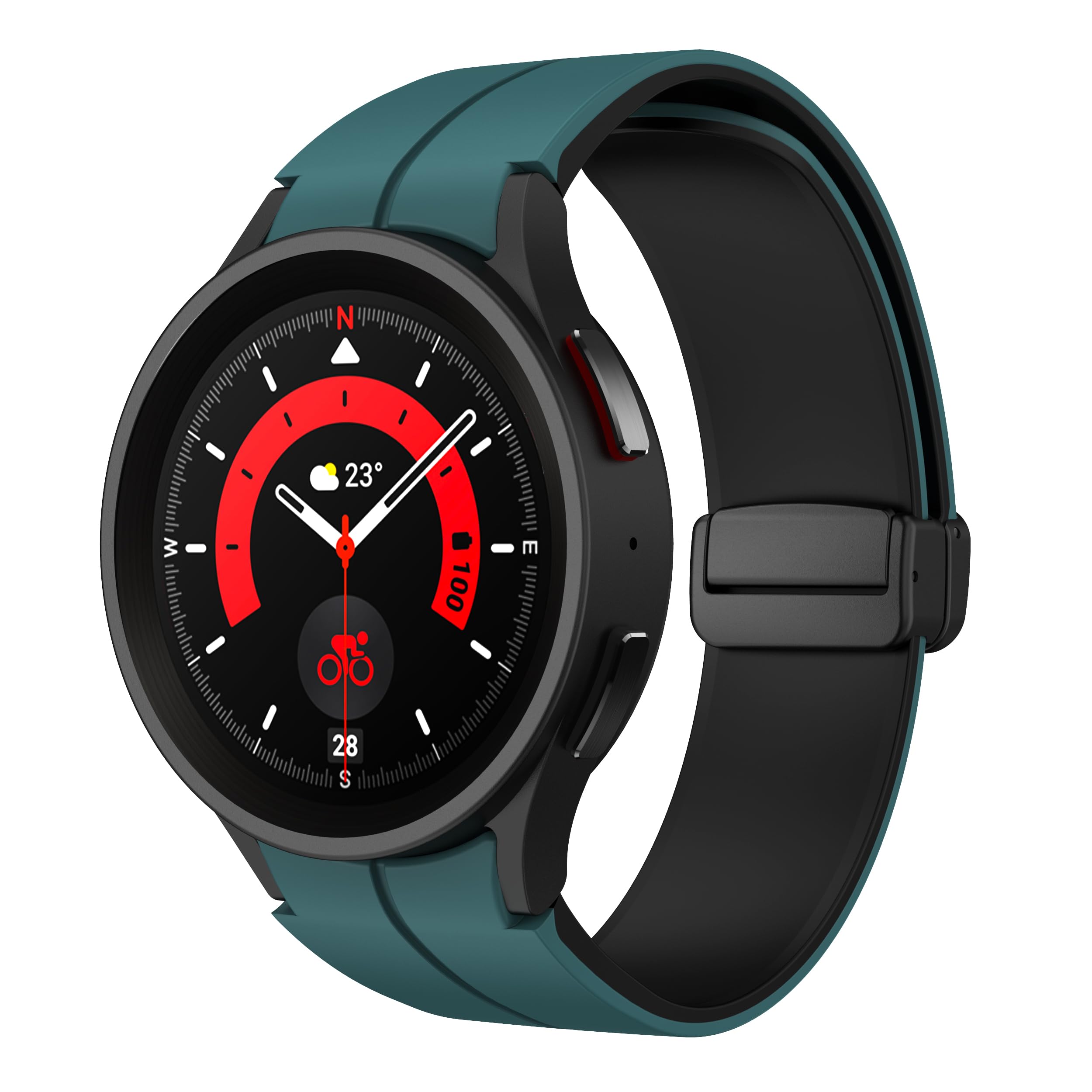 Dado Silicone Double Color Strap With Magnetic folding Buckle Compatible with Samsung Galaxy Watch 6 Classic 47/43mm | 5 Pro 45mm | 4 Classic 46/42mm | Watch 6/5/4 44/40mm
