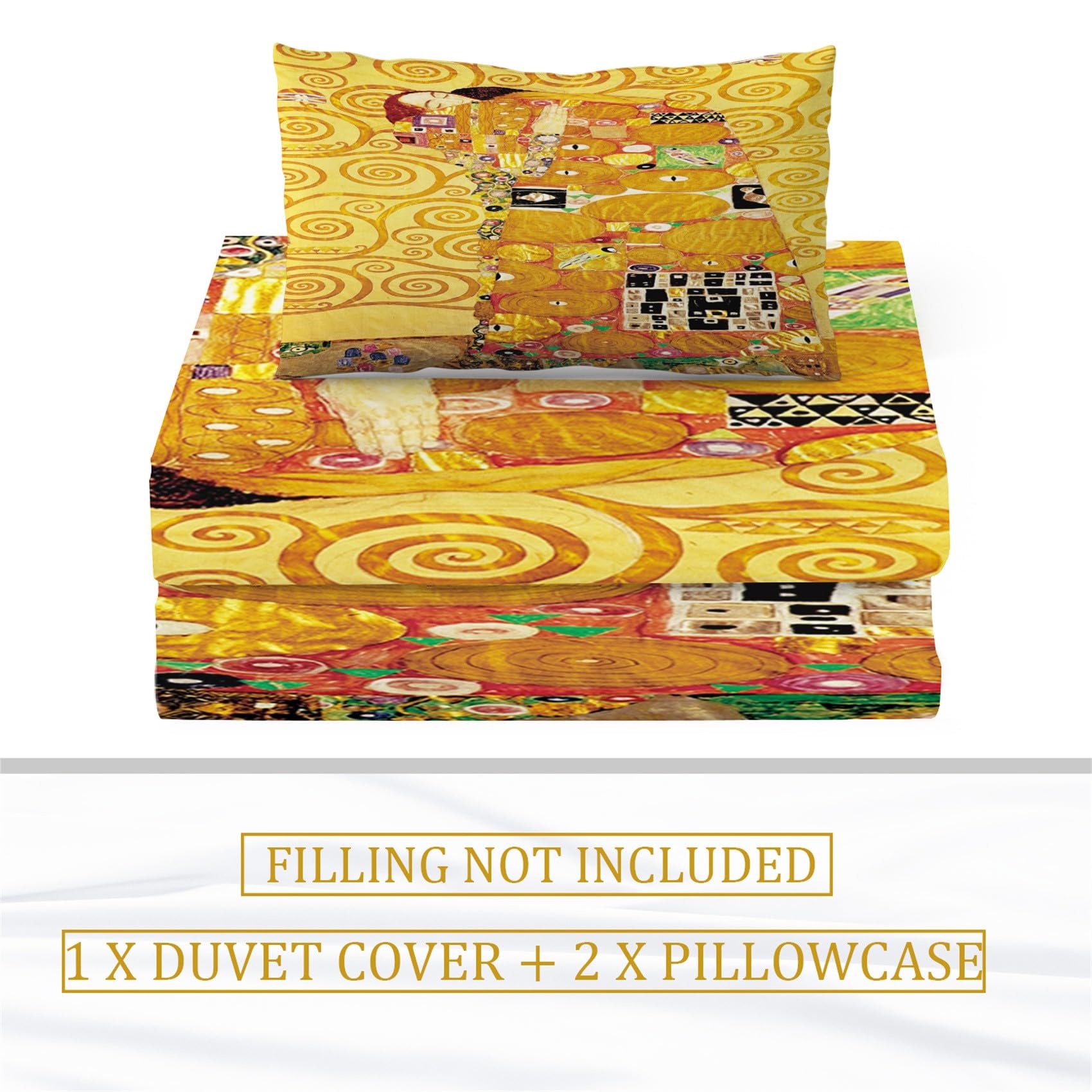 BanbE Bettwäsche Klimt-Muster 180x200 cm Weich & Bügelfrei Bettbezug mit Reißverschluss - Bettwäsche Set für Modern Schlafzimmer mit 2 Kissenbezüge 80x80 cm