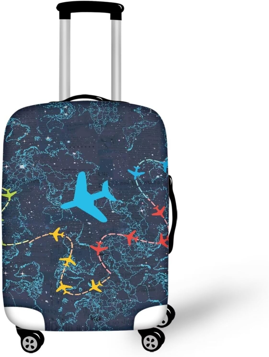 Women Men Plane Map Travel Suitcase Cover Washable and Stretchy Suitcase Protector Luggage accessories Fits 18-32 Inch