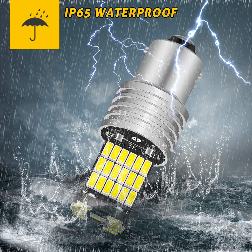 KATUR 2szt Biała 850LM 1156 P21W BA15S 4014 45SMD Lampa Dekoder Canbus do świateł cofania z rezystorem LED, światła kierunkowskazów