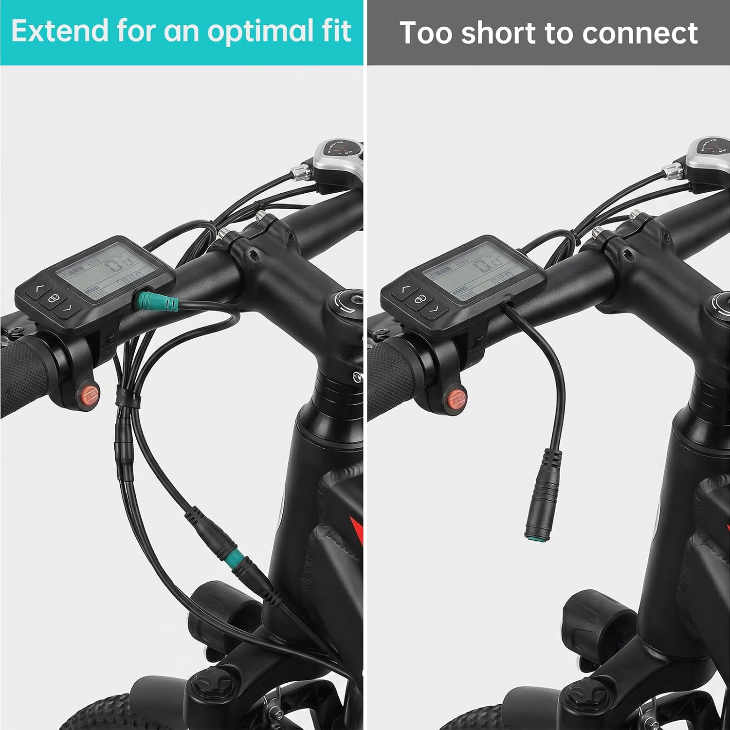 5 Pin M8 Male to Female Extension Cable for E-Bike, | Male/Female Connector for Display Throttle Tail Light, Waterproof Wire Replacement Fits Most E Bikes and Scooters