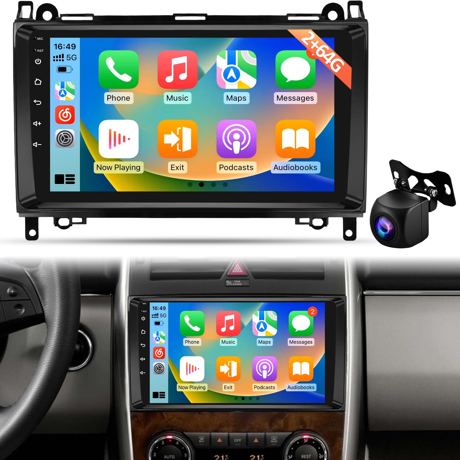 Autoradio Android 15 Mercedes Vito Viano W639 GPS WiFi CarPlay écran tactile 9 pouces