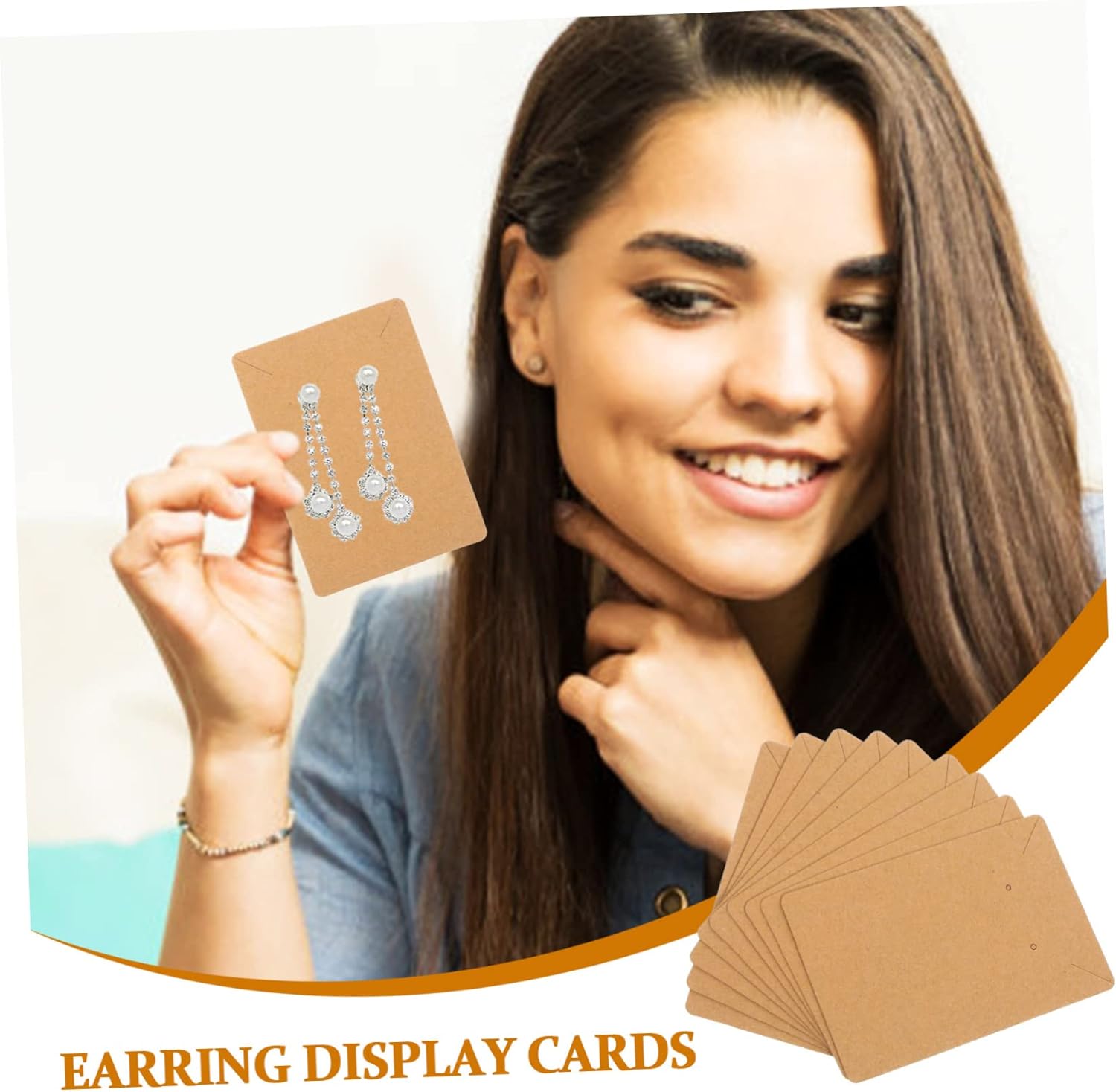 KALLORY 1set Earring Display Cards and Kraft Packaging Jewelry Wrapping Kit Cardboard Plastic Bags and Pin Caps for Earrings Necklaces and Bracelets