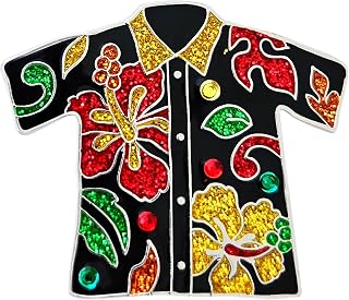 Navika Aloha Hawaiian Shirt Golf Ball Marker with Austrian Crystals | Magnetic Hat Clip Included | Tropical Hula Themed Accessory for Golfers | Hawaii Golf Gift/Souvenir