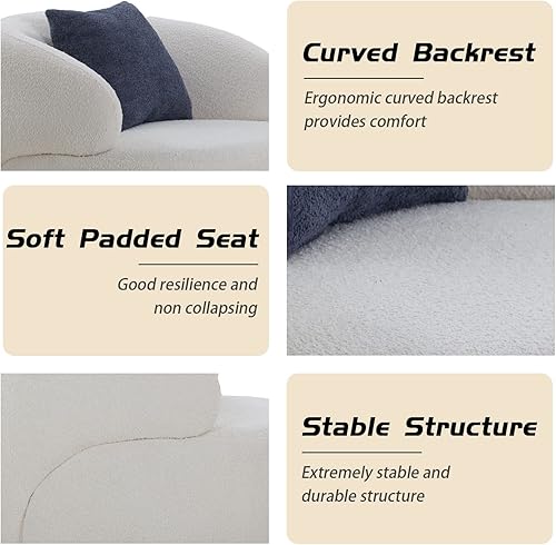 Miniatura 7 de KEVINSPACE Sofá curvo de 101 pulgadas, sofá moderno de tela Boucle de 4 asientos, sofás de lujo con respaldo curvado color crema para sala de estar,