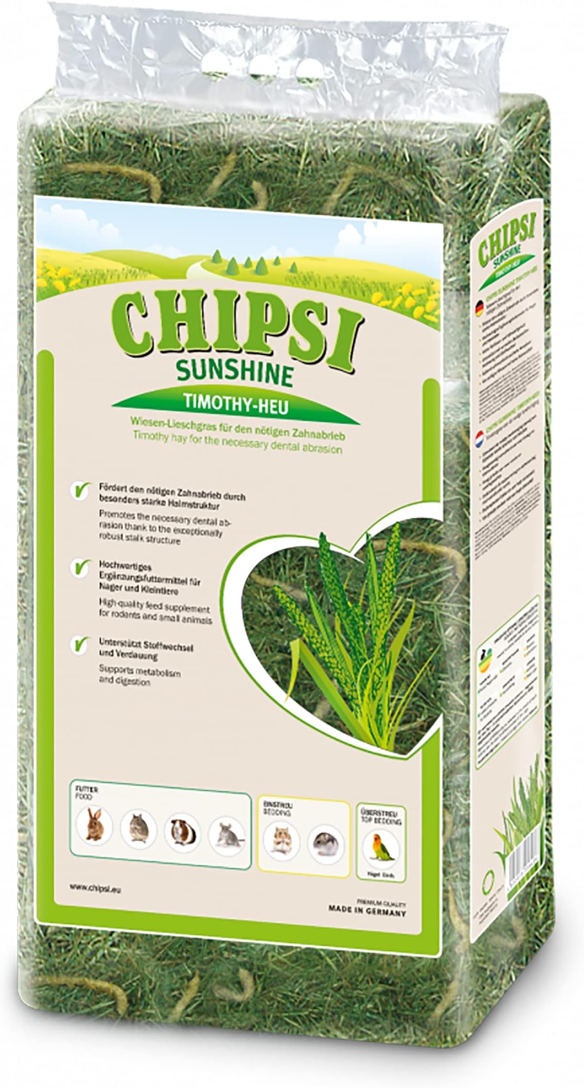 Sunshine Timothy-HEU 800g Natural Meadow Hay for Rodents & Small Pets | High Fibre, Aids Digestion, Prevents Overgrown Teeth, Rich in Nutrients