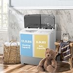 Giantex Portable Washing Machine, 2 in 1 Laundry Washer and Dryer Combo, 22lbs Capacity 13.2 lbs Washing 8.8 lbs Spinning, w/Timer Control, Built-in Drain Pump, Dorm Apartment Semi-Automatic Twin Tub Mini Washer