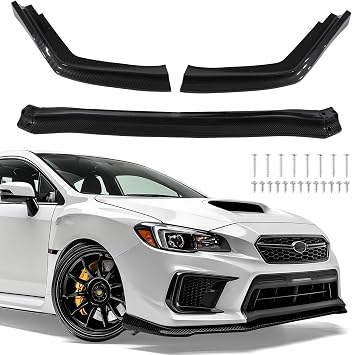 Front Bumper Lip Spoiler Compatible with Subaru WRX STI Sedan 2015 2016 2017 2018 2019 2020 2021 2022, Carbon Fiber Look Sport Front Lip