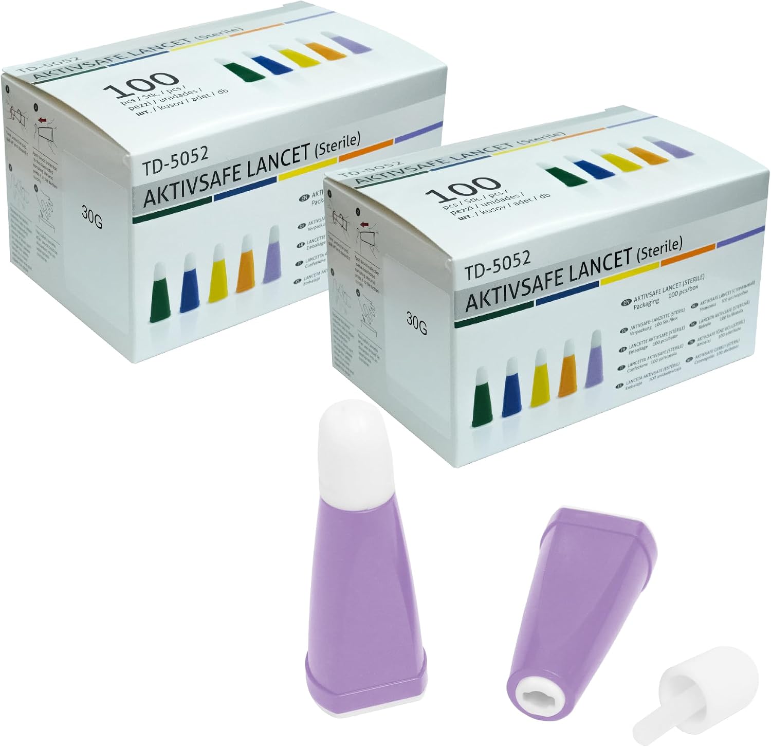 MbH Aktivsafe Sterile Safety Lancets, 26G 1.8mm, 100 Count x 2 Boxes