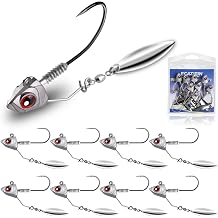12/8/6PCS Swimbait Jig Head with Ribbed Bait Keeper, Underspin Jig Heads for Fishing Bass Trout Walleye, Freshwater Saltwater Fishing Jig Heads Fishing Gifts for Men 3/16oz 1/4oz 3/8oz 1/2oz