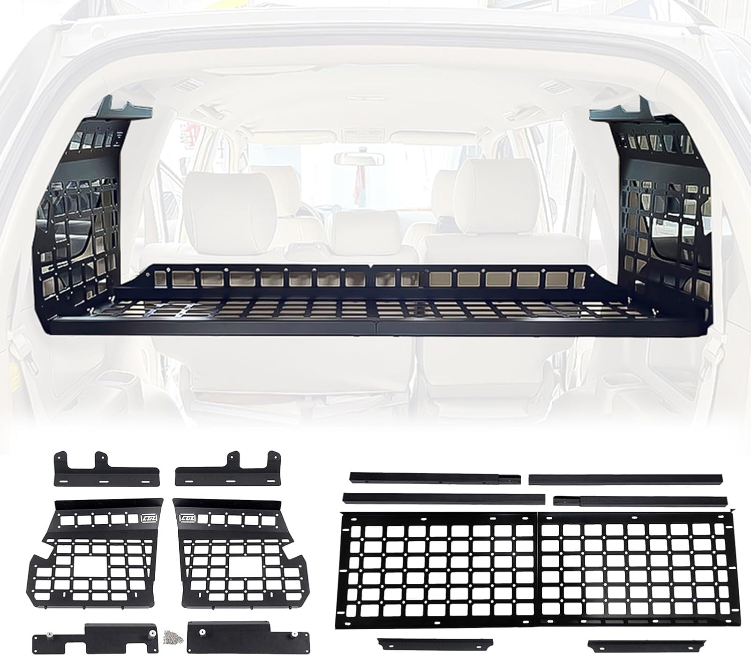 CTH for Lexus GX470 2003-2009 Car Modification MOLLE Panel Trunk Cargo Storage Organizer Luggage Holder Shelf Trunk Cargo Accessories (Side + Middle Shelf)