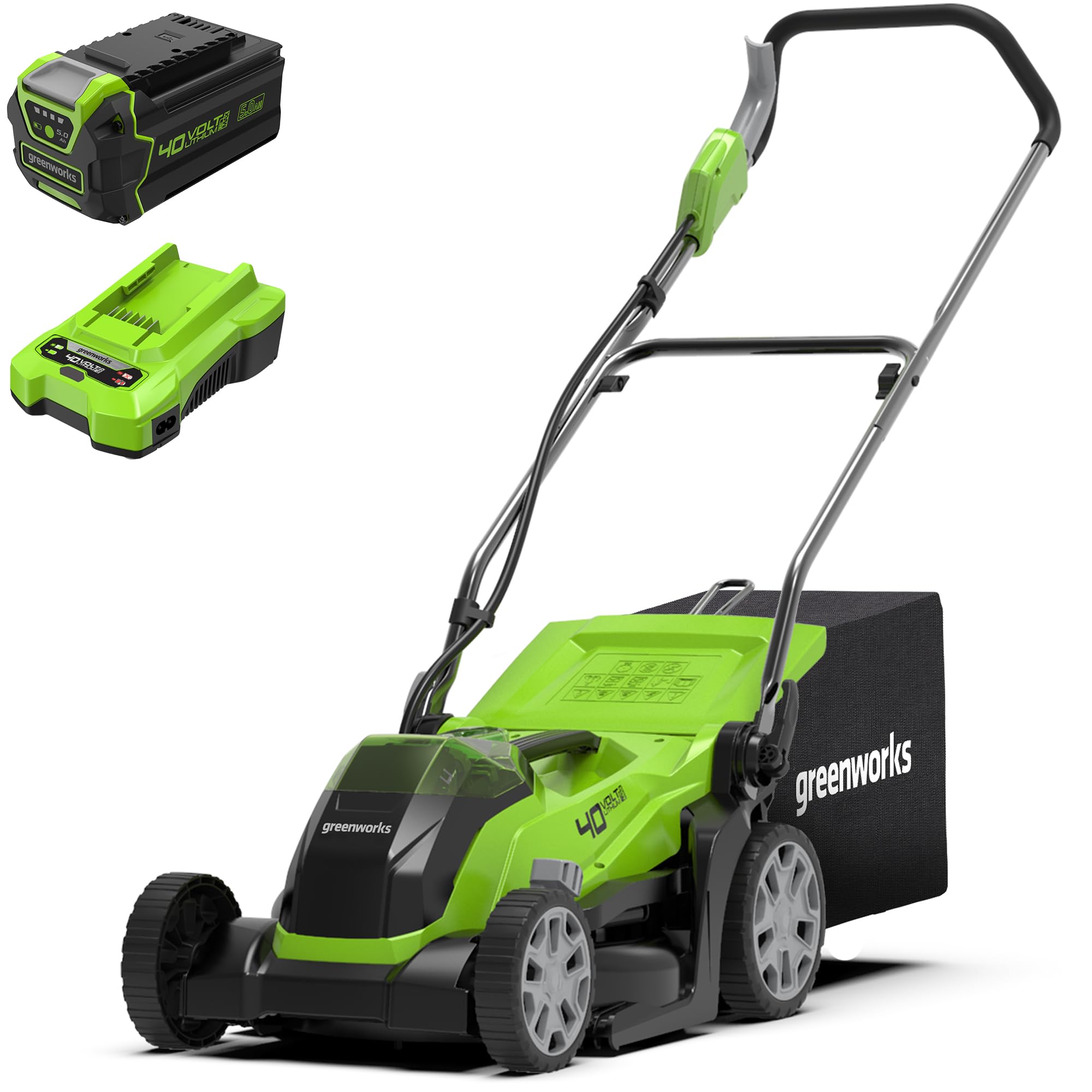 Auswahl an Gartengeräten von Greenworks
