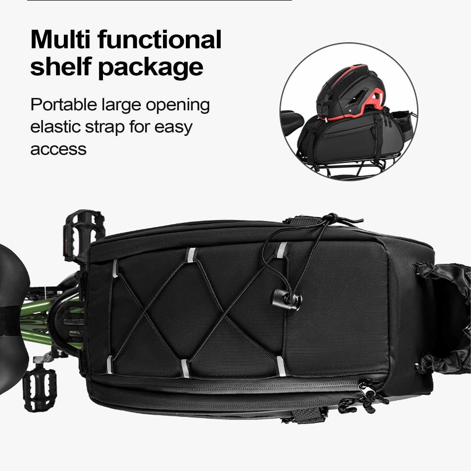 Borsa Posteriore Per Bici Borsa da Portapacchi 8L per Ciclismo | Organizzatore Regolabile per Sella con Tasche per Telefono Chiavi Attrezzi