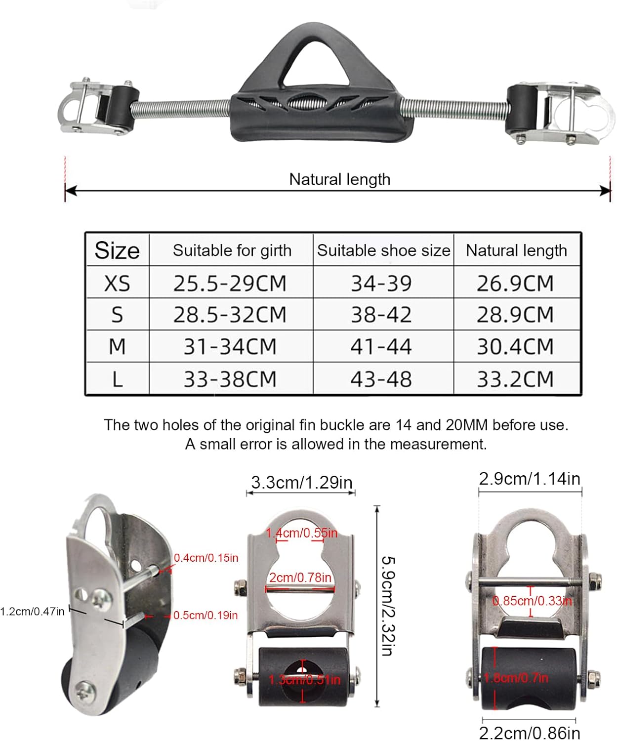 Diving Fin Strap Adjustable - Diving Spring Fin Straps Stainless Steel - Quick Release Buckle Heel Strap for Snorkeling Spearfishing Freediving