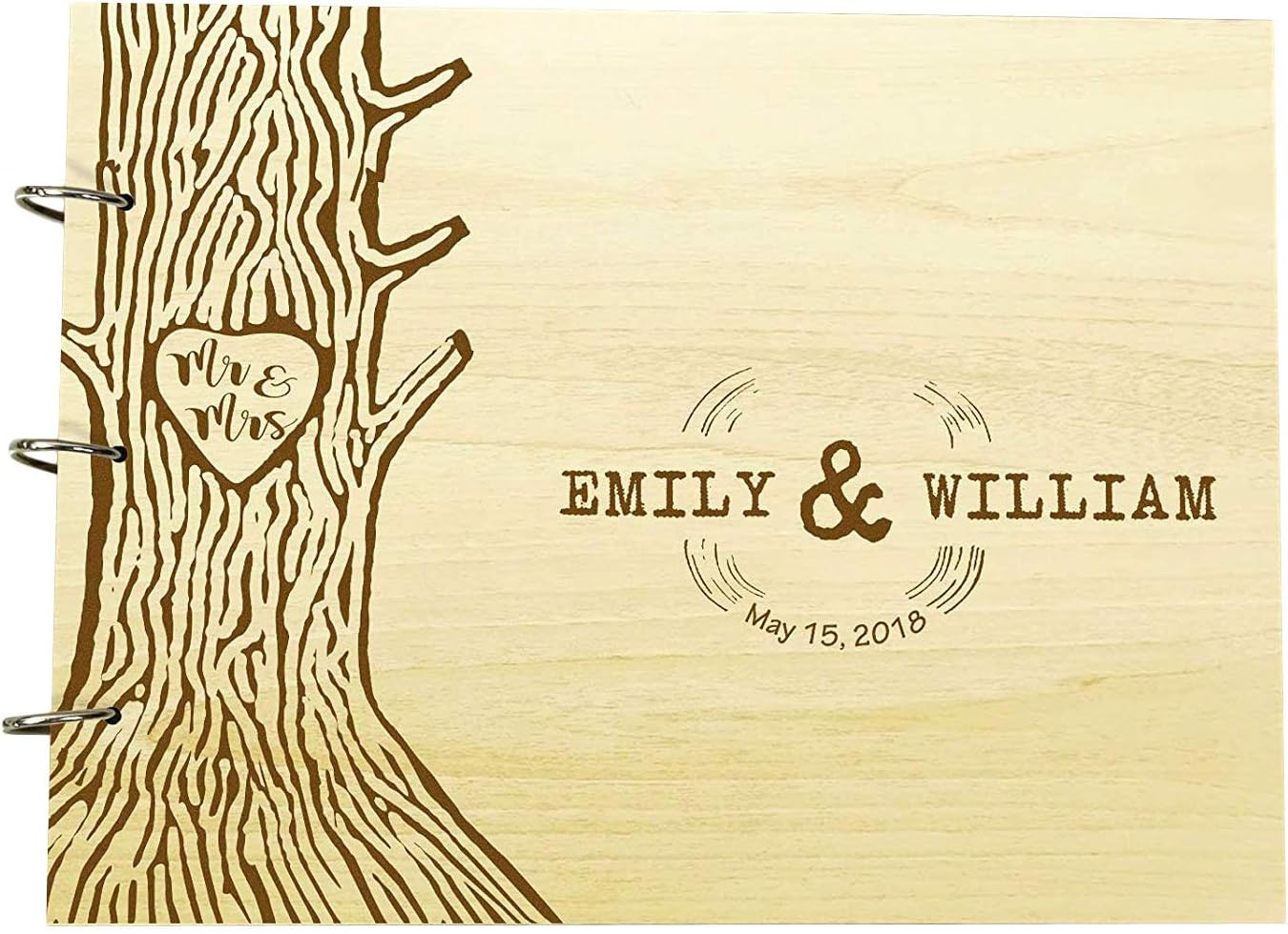 Darling Souvenir Handmade Rustic Wedding Guest Book Personalized Name Engraved Bride & Groom Advice Book Tree