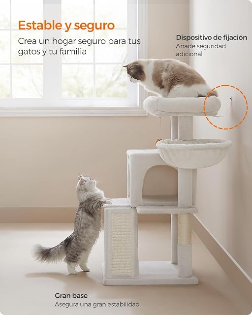 Foto 8 de 8 de Feandrea Árbol de Gatos, Torre para Gatos Grandes, Blanco Crema PCT051T01