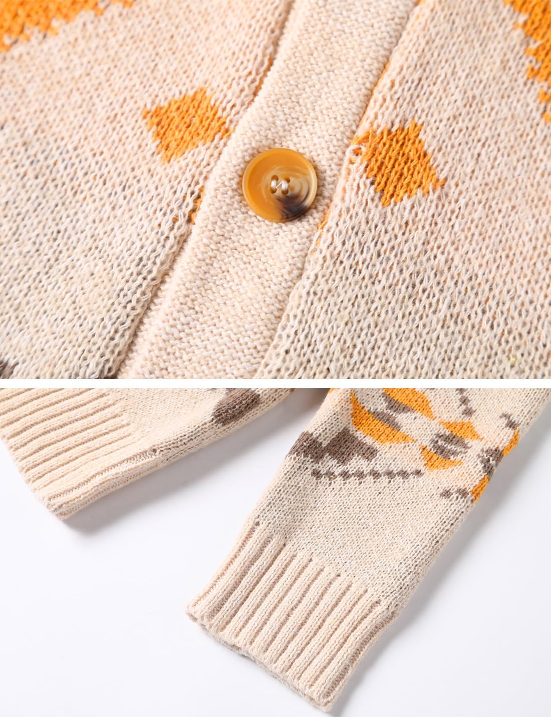 VIEWON Men's Casual Tribal Aztec Print Western Ethnic Vintage Lapel Knitted Warm Long Sleeve Cardigan Sweater Jacket Coat - Image 4