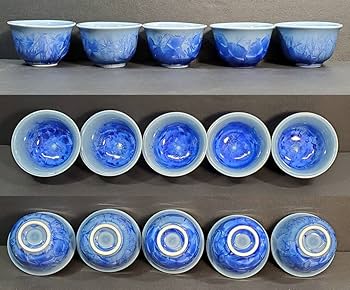 出雲　若山製陶所　釉下緑彩　煎茶器　揃　箱入　アンティーク Amazon.co.jp: 中国陶芸 結晶釉 香飄 煎茶器 旺聲窯 藍寶