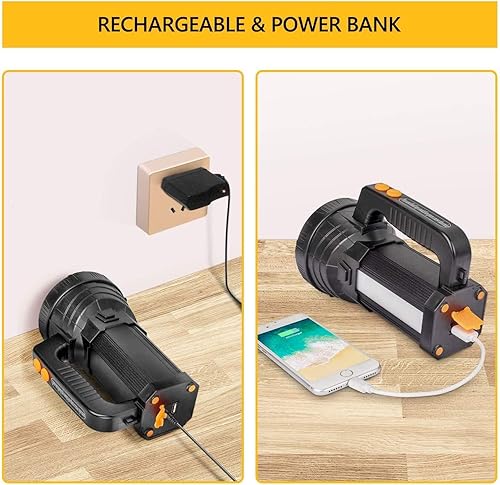 Miniatura 3 de Linterna LED superbrillante de mano recargable 9600 mAh 6000 lúmenes, luz de punto de larga duración, linterna táctica CREE, impermeable, 6 modos de