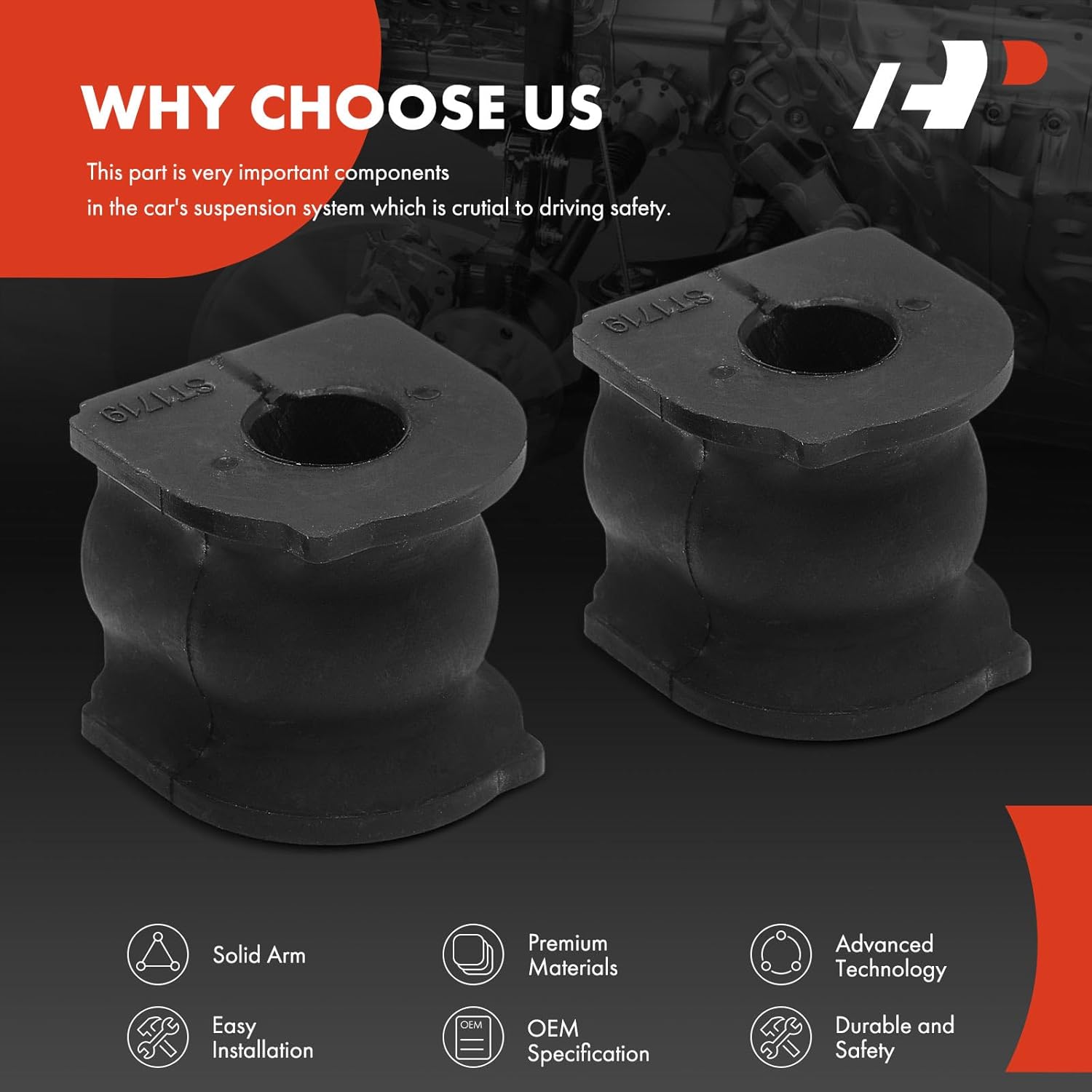 A-Premium 2 x Rear To Frame Sway Bar Bushing Kit, Compatible with Honda Civic 2013 2014 2015