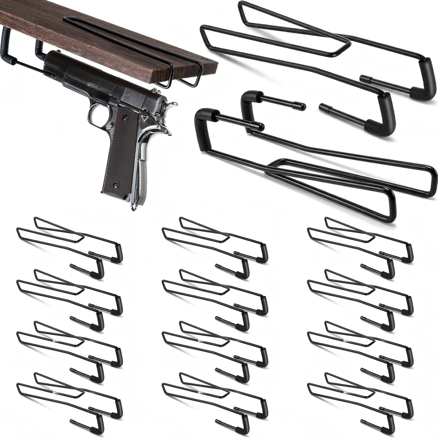 30 Pcs Pistol Display Stand Gun for Pistols Indoor Pistol Stand for Handguns for Safes or Valentines Cabinets Gifts for Man (Single Style,Black)