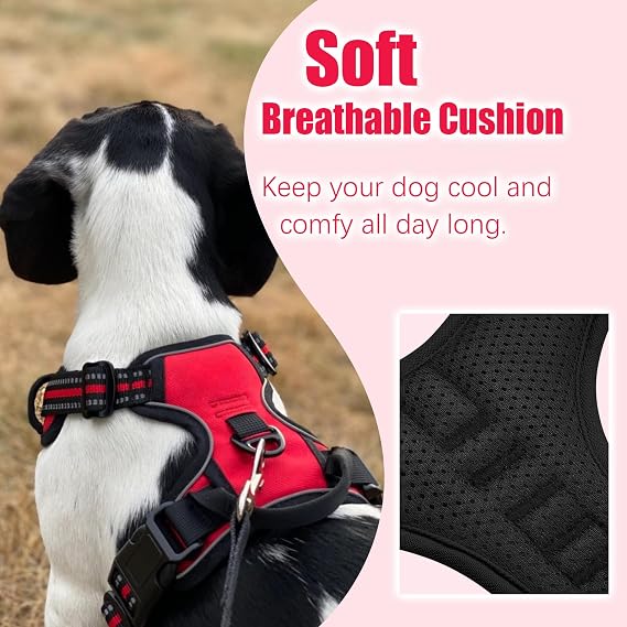 Dog Harness and Lead Set for Small Dogs Adjustable Reflective Anti Pull Pet Vest Harness for Outdoor Walking Training, Red, Small