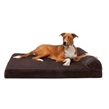 FurHaven Pet Dog Bed | Memory Foam Corduroy Chaise Faux Fleece & Corduroy Lounge Pet Bed for Dogs & Cats, Dark Espresso, Jumbo