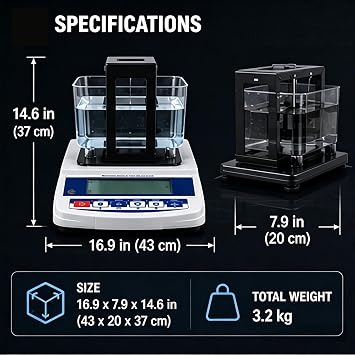 Precious Metal Tester Machine, Digital Solid Density Meter for Gold Silver Platinum, Professional Karat Purity Analyzer for Jewelry Store Banks(Solid Only,620g)