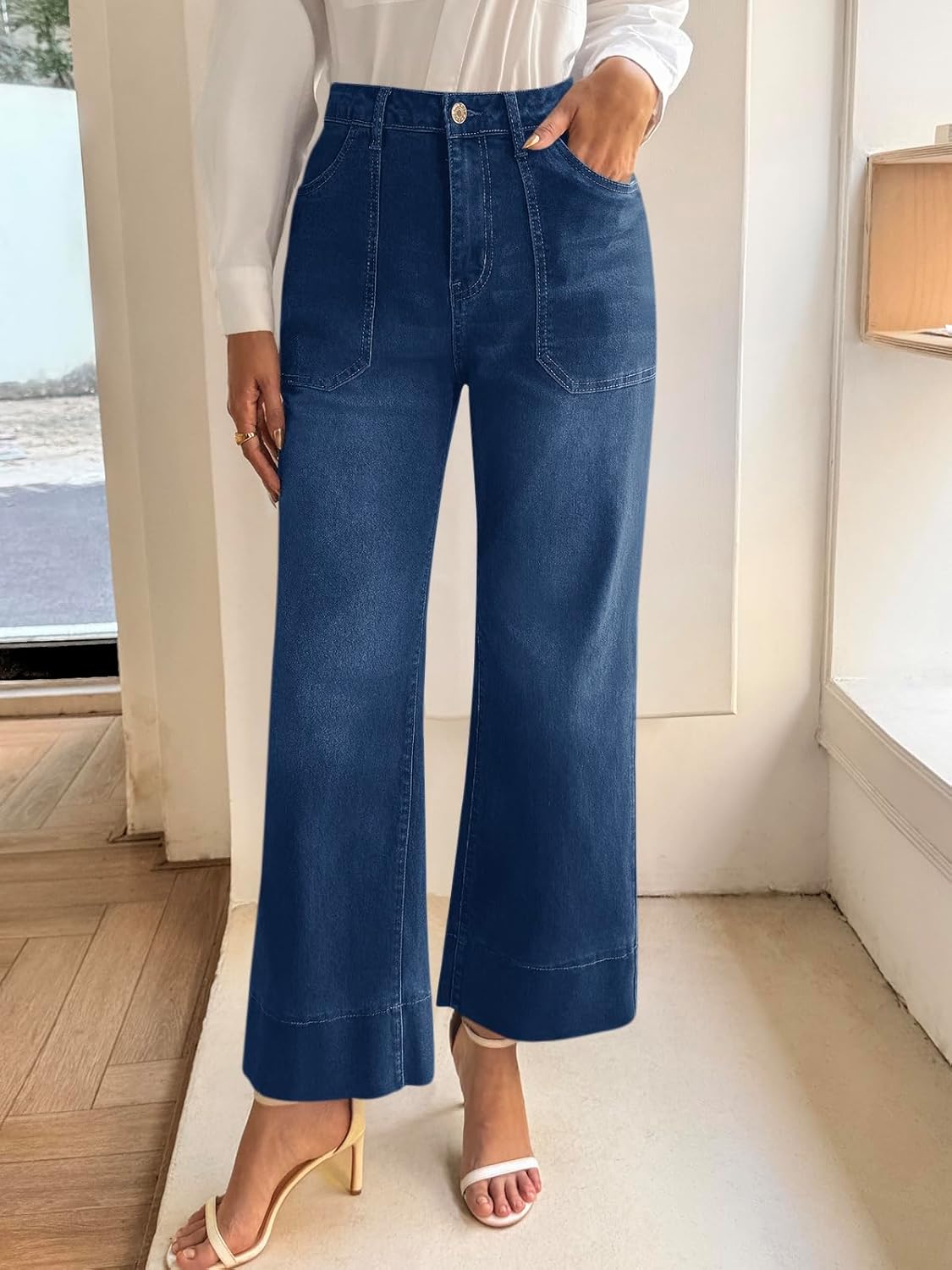 Cicy Bell Womens Wide Leg Jeans Baggy Casual High Waisted Boyfriend Loose Denim Pants with Pockets - Image 5