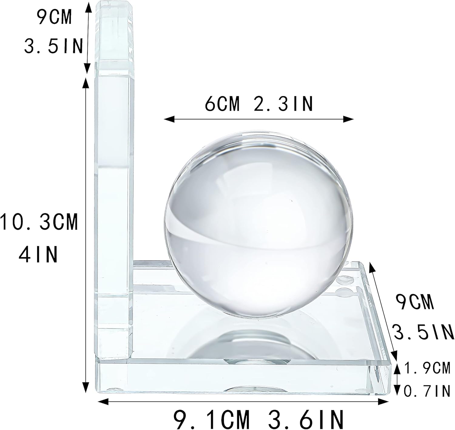 Crystal Bookends with Crystal Ball - Image 3