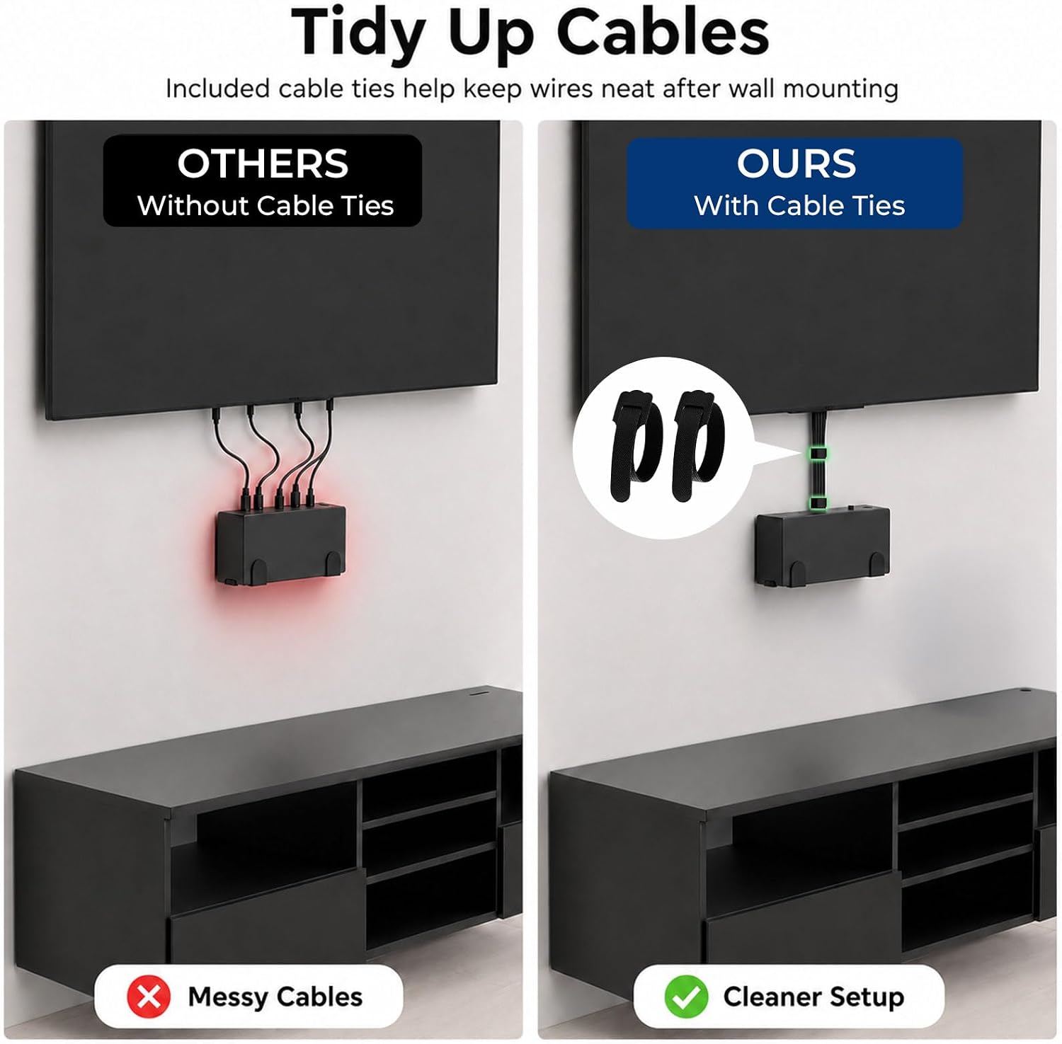 Metal Frame TV Connect Box Wall Mount for Samsung Compatible with Samsung QLED 4K Smart TV LS03AA LS03BA LS03DA LS03FA LS03RA LS03TA(2019-2025) Series TV Connect Box Wall Mount Bracket with Cable Ties