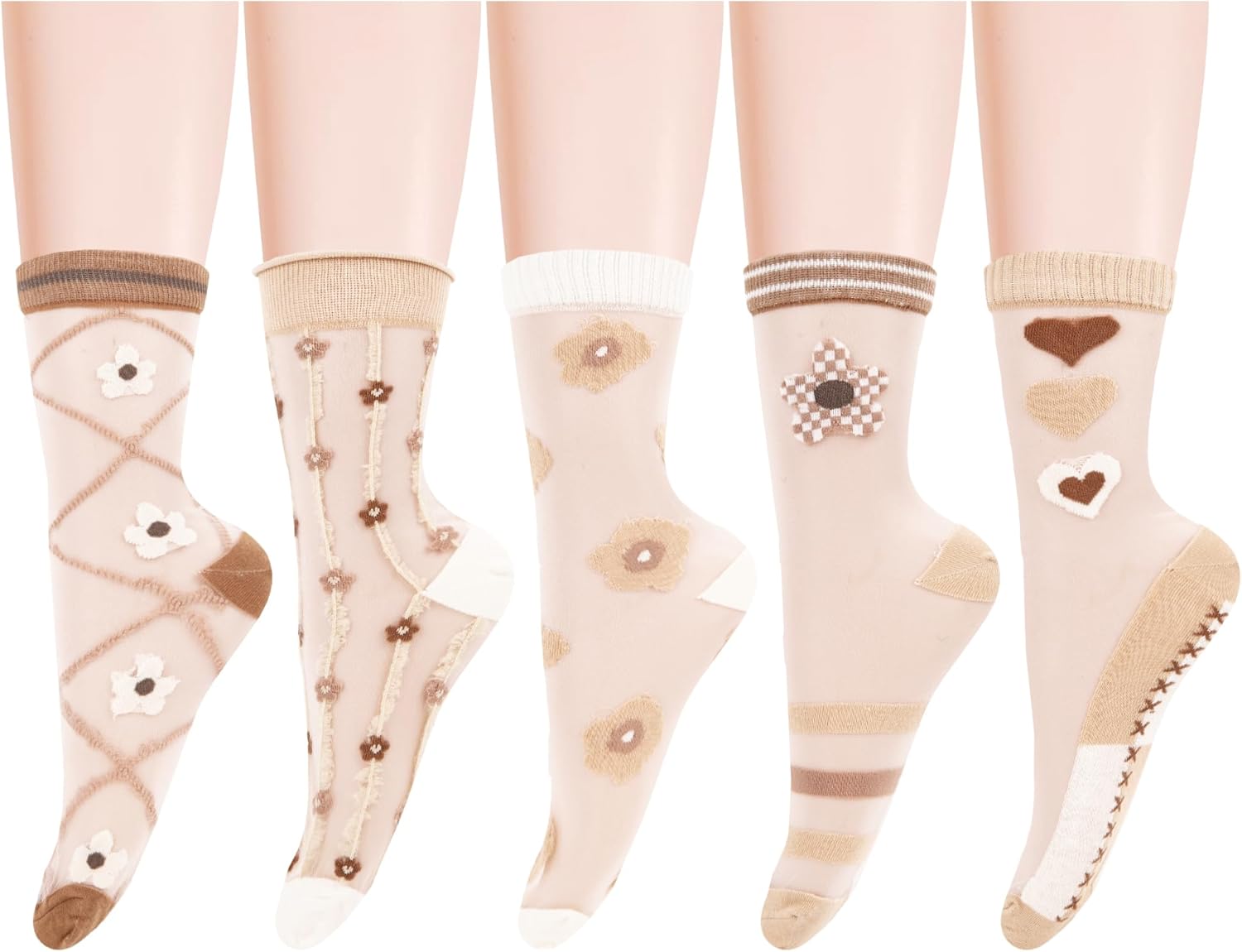 Benefeet Sox Lace Sheer Mesh Socks for Women Girls UltraThin Transparent See Through Nylon Ankle Stocking Socks - Image 9