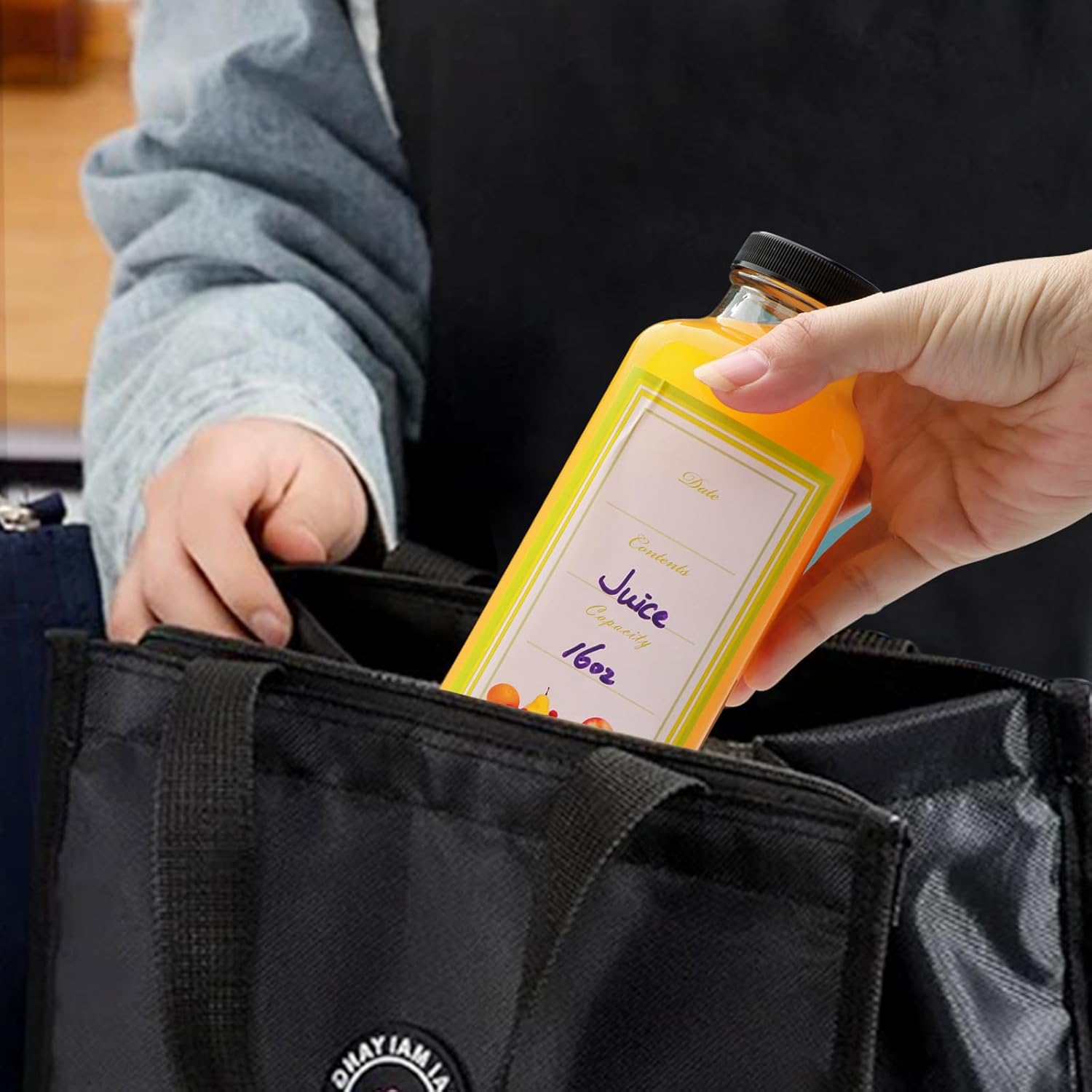 12 Pack 16oz Glass Juice Bottles with Lids, Reusable Clear Square Bottles for Juicing, Smoothies, Milk, Cold Brew, Water - Image 9