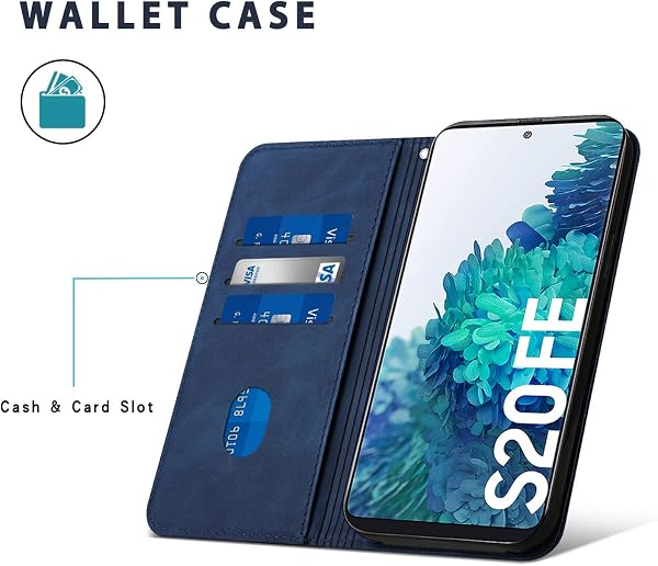 Cover per Samsung Galaxy S20 Fe, Flip Custodia Pelle PU con [Slot Cart] [Magnetica], Cover a Libro Portafoglio per Samsung S20 Fe (Blu) - 4