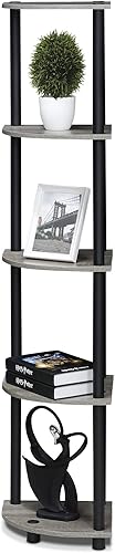 Miniatura 59 de Furinno Turn'n'Tube - Estantería esquinera de 3 niveles multi-propósito Negro/Gris