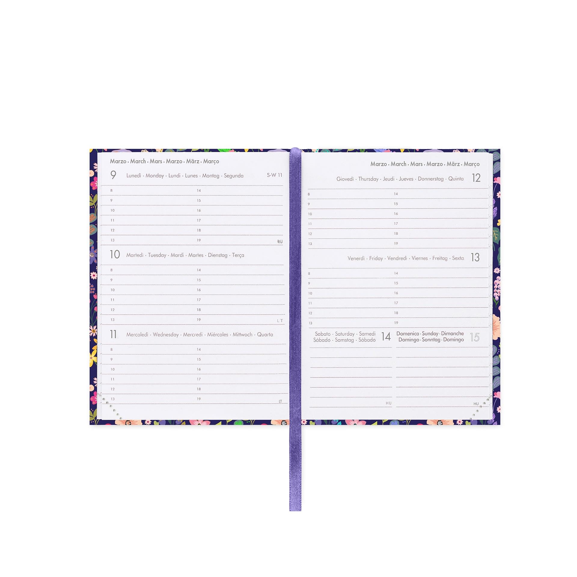 Legami Agenda hebdomadaire photographique Mini 2026 Flowers 12 mois carnet d'adresses fermeture élastique papier FSC certifié 8 x 11 cm