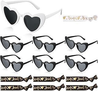 Photect 14 Stück JGA Accessoires Frauen JGA Brille Team Braut Herz Sonnenbrille Team Bride Armbänder Bride To Be Herz Brille für Junggesellinnenabschied Deko Brautjungfer Geschenk Hochzeit Party