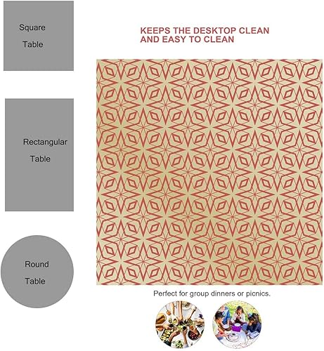 Miniatura 3 de Mantel rectangular de líneas de celosía de geometría marrón para mesa, decoración de mesa para comedor, 30 x 30 pulgadas