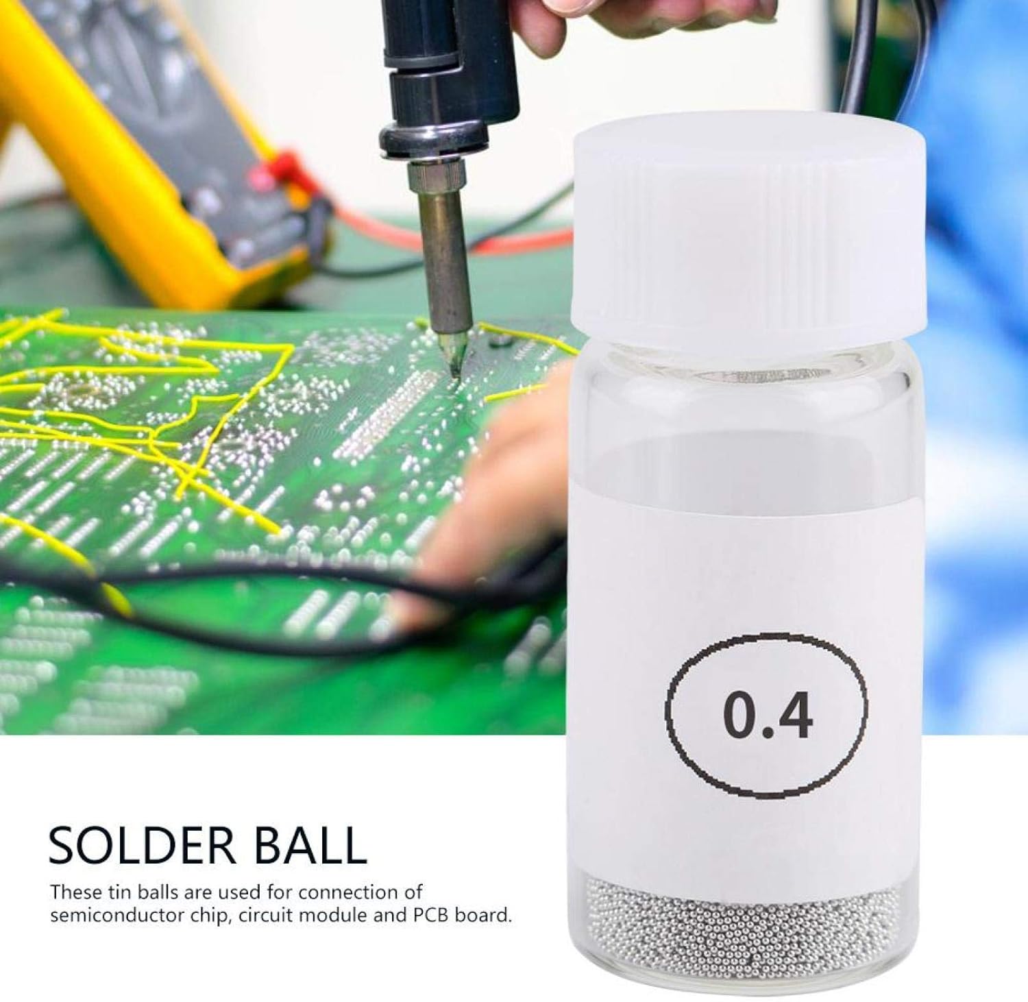 Tin Solder Ball, Lead-Free Reballing, Soldering Heat Universal Stencil Balls 0.4mm